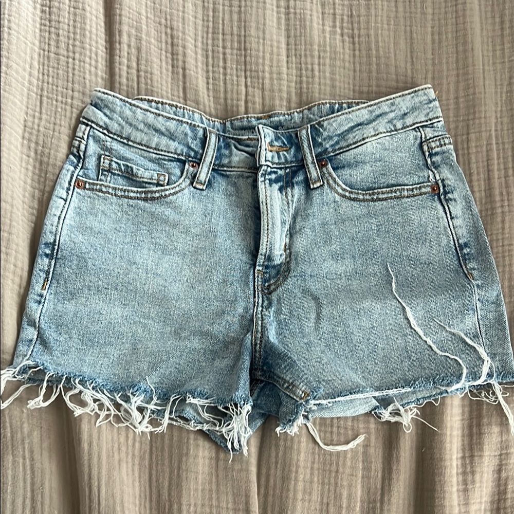 Denim Frayed Hem Women's Shorts